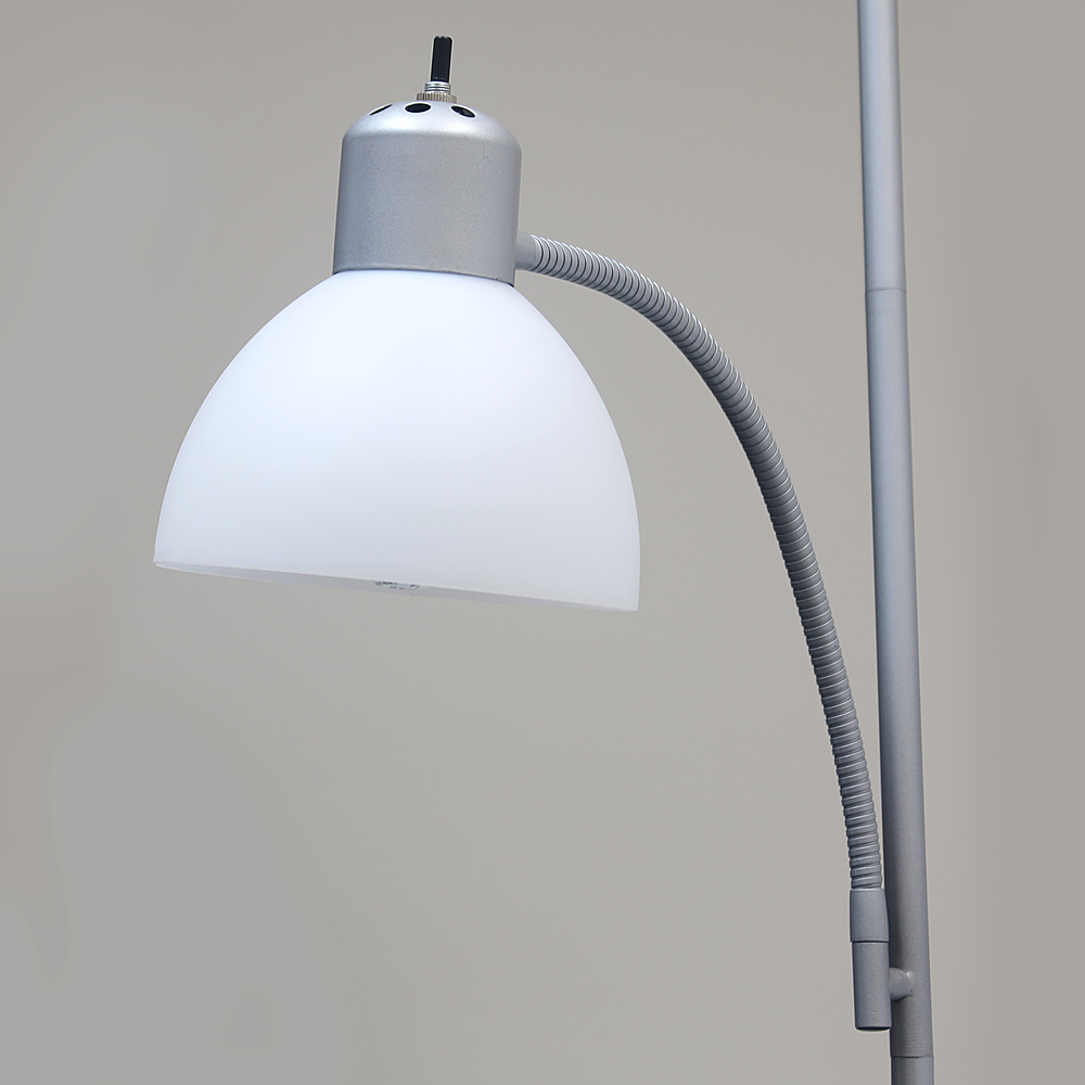 Alt View 14. Simple Designs - Floor Lamp with Reading Light - Silver.