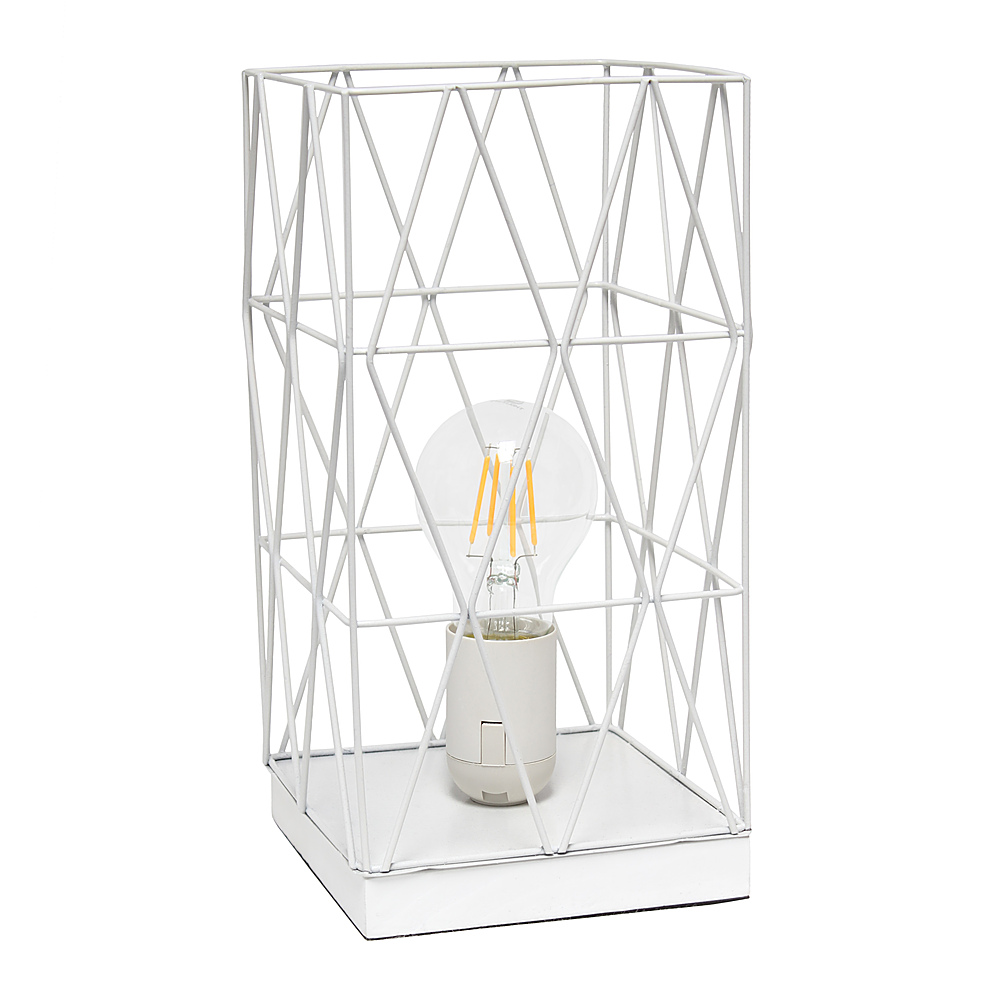 Angle View: Simple Designs - Geometric Square Metal Table Lamp - White