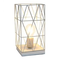 Simple Designs - Geometric Square Metal Table Lamp - White - Front_Zoom