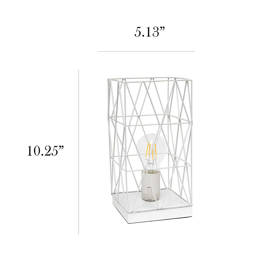 Left View: Simple Designs - Geometric Square Metal Table Lamp - White