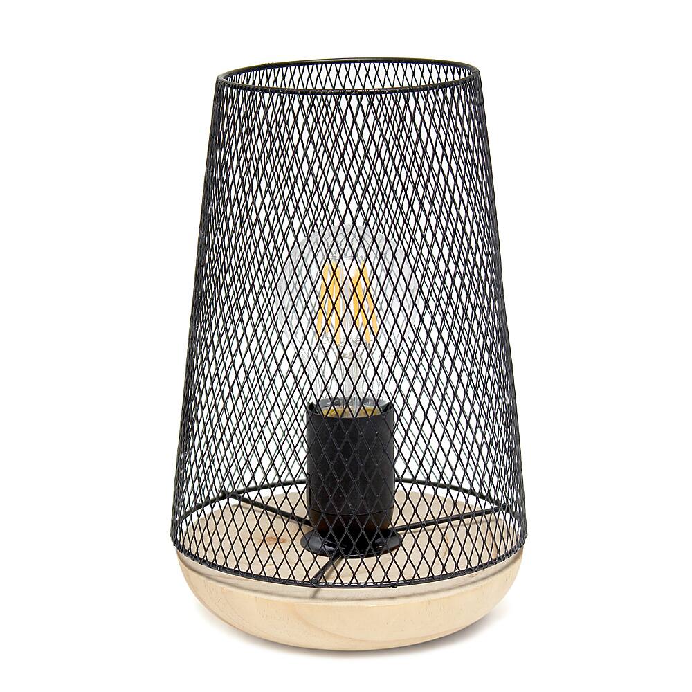 Angle. Simple Designs - Wired Mesh Uplight Table Lamp - Black.