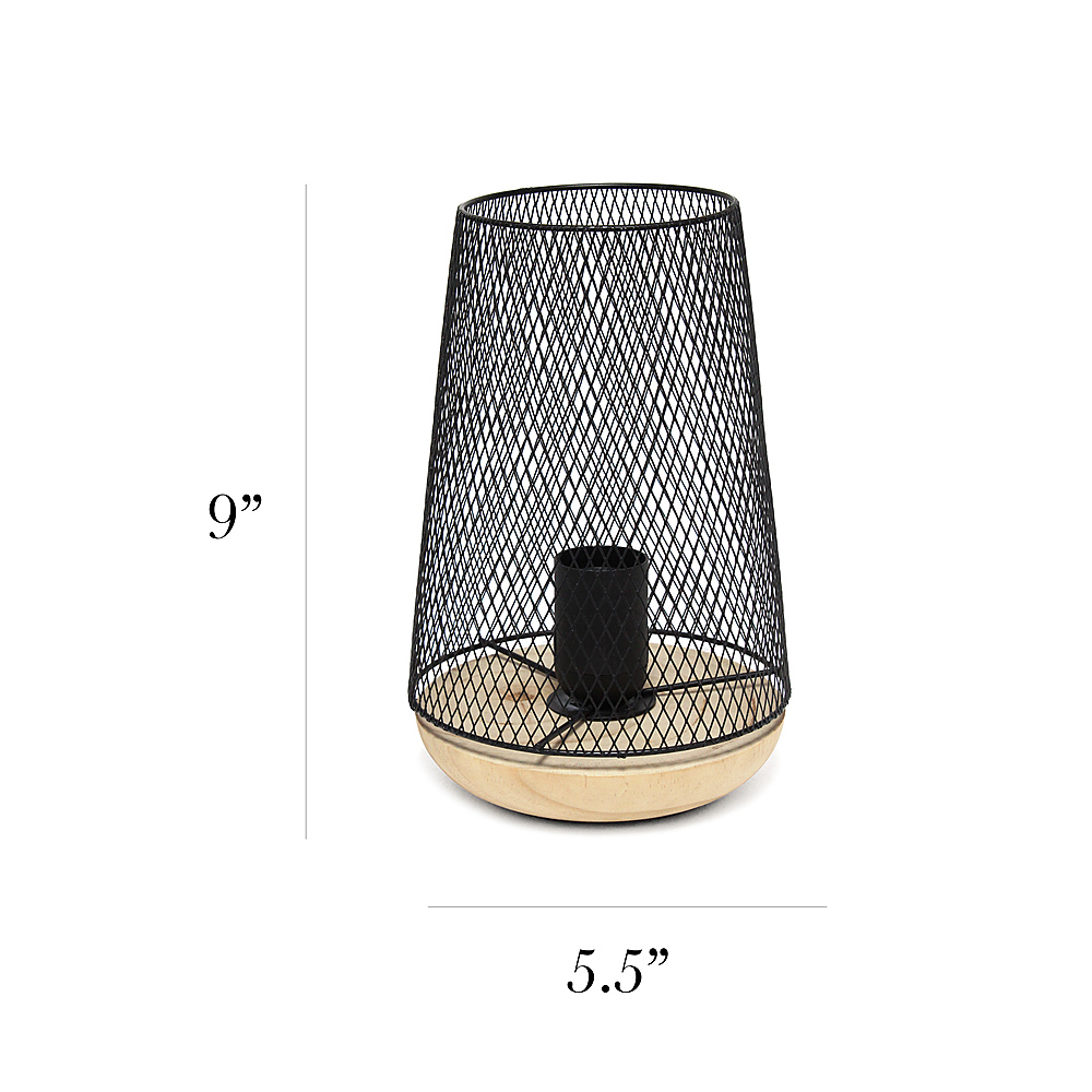 Left View: Simple Designs - Wired Mesh Uplight Table Lamp - Black