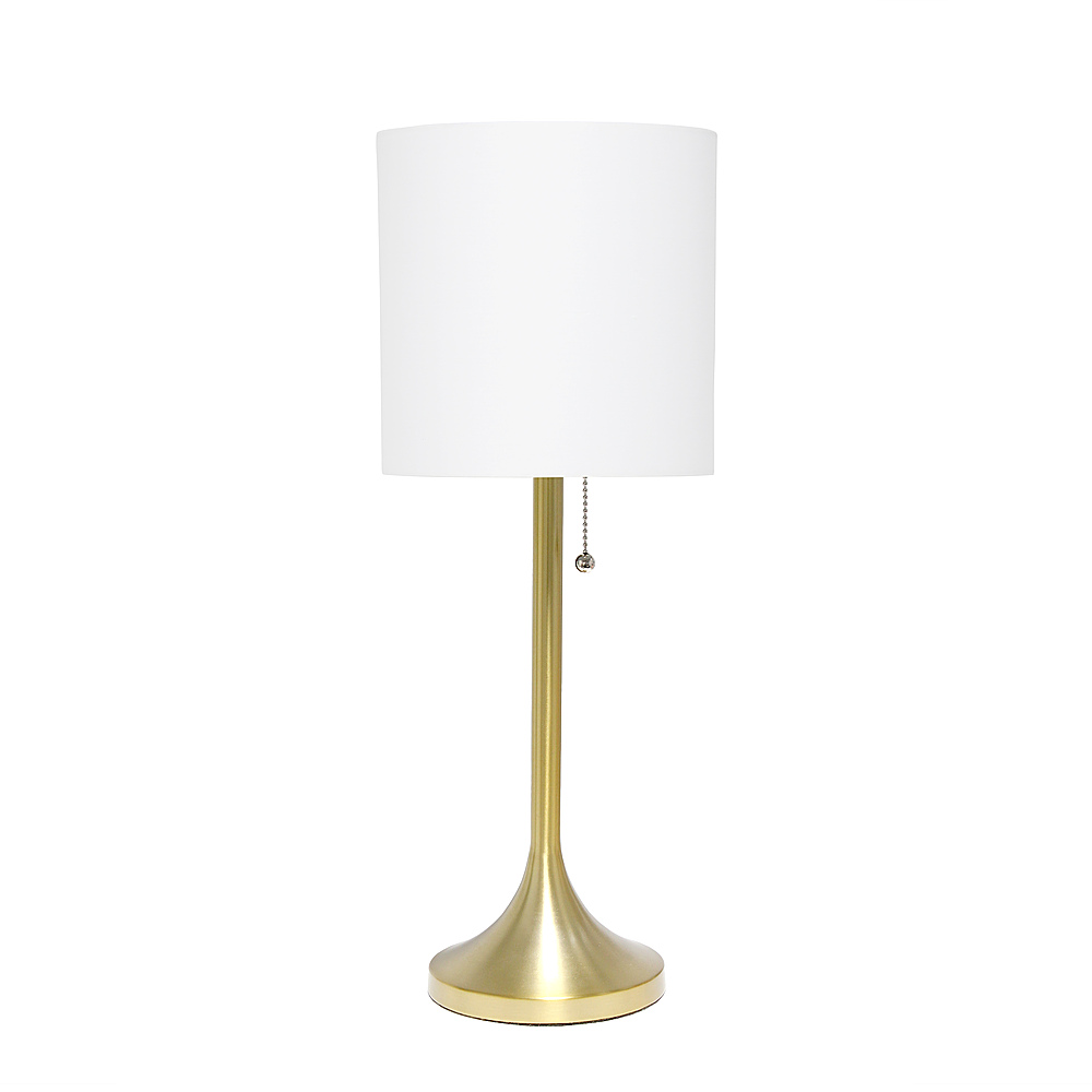Angle View: Simple Designs - Tapered Table Lamp with Fabric Drum Shade - Gold