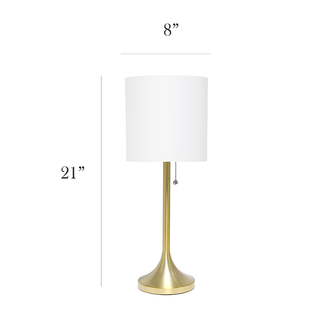 Left View: Simple Designs - Tapered Table Lamp with Fabric Drum Shade - Gold