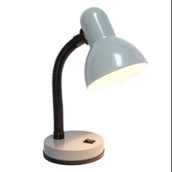 Simple Designs - Basic Metal Desk Lamp with Flexible Hose Neck - Silver - Front_Zoom