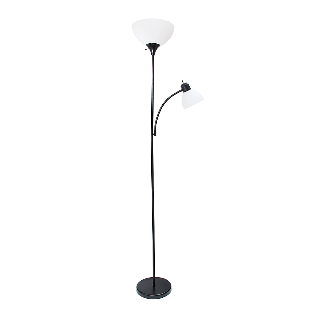Angle View: Simple Designs - Floor Lamp with Reading Light - Black