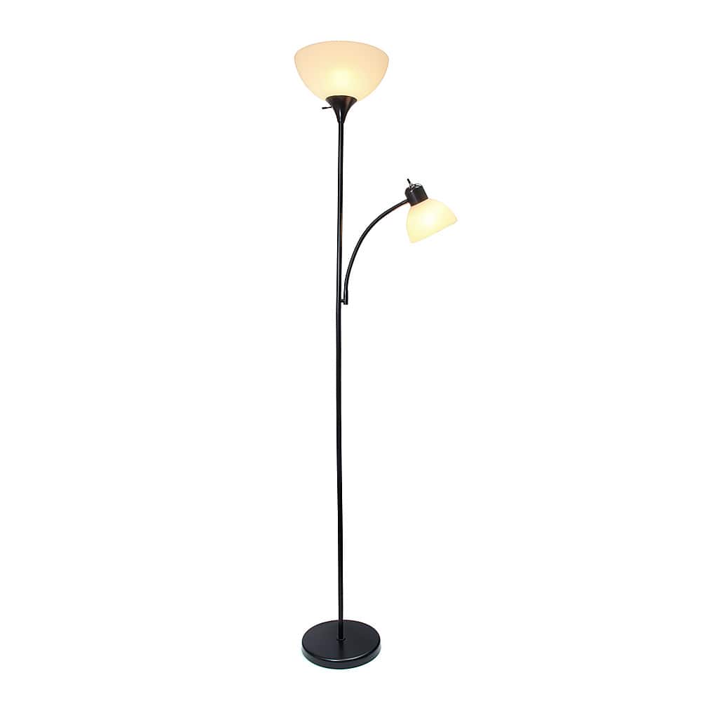 Front. Simple Designs - Floor Lamp with Reading Light - Black.