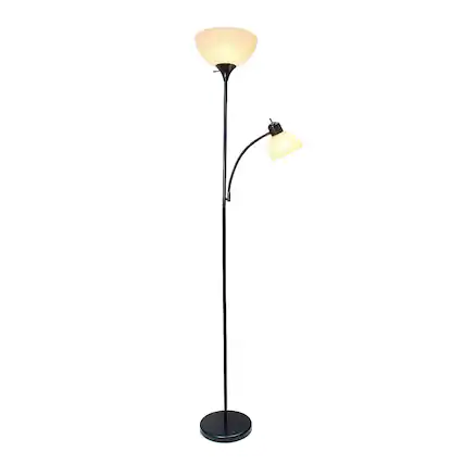Front. Simple Designs - Floor Lamp with Reading Light - Black.