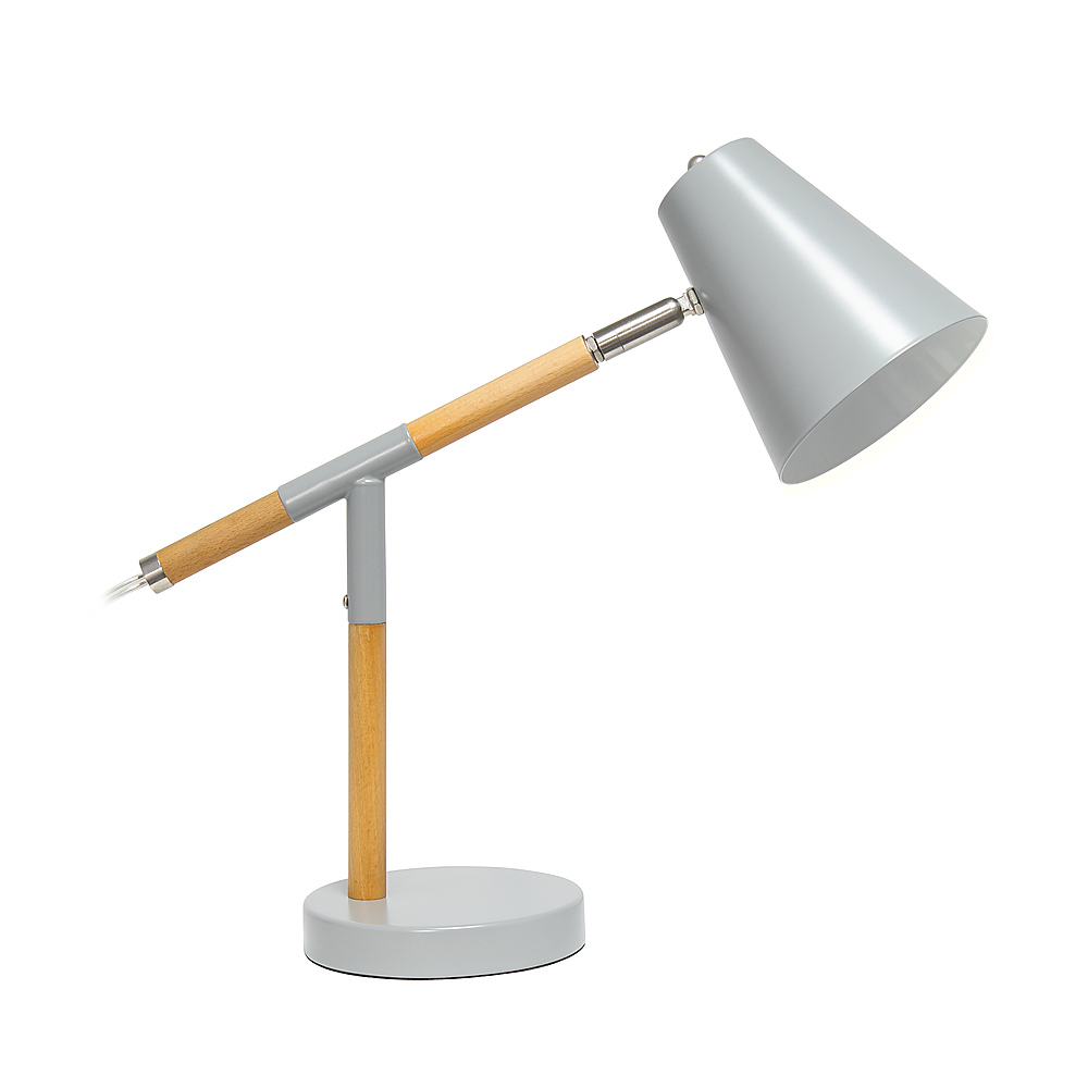 Angle View: Simple Designs - Wooden Pivot Desk Lamp - Matte Gray