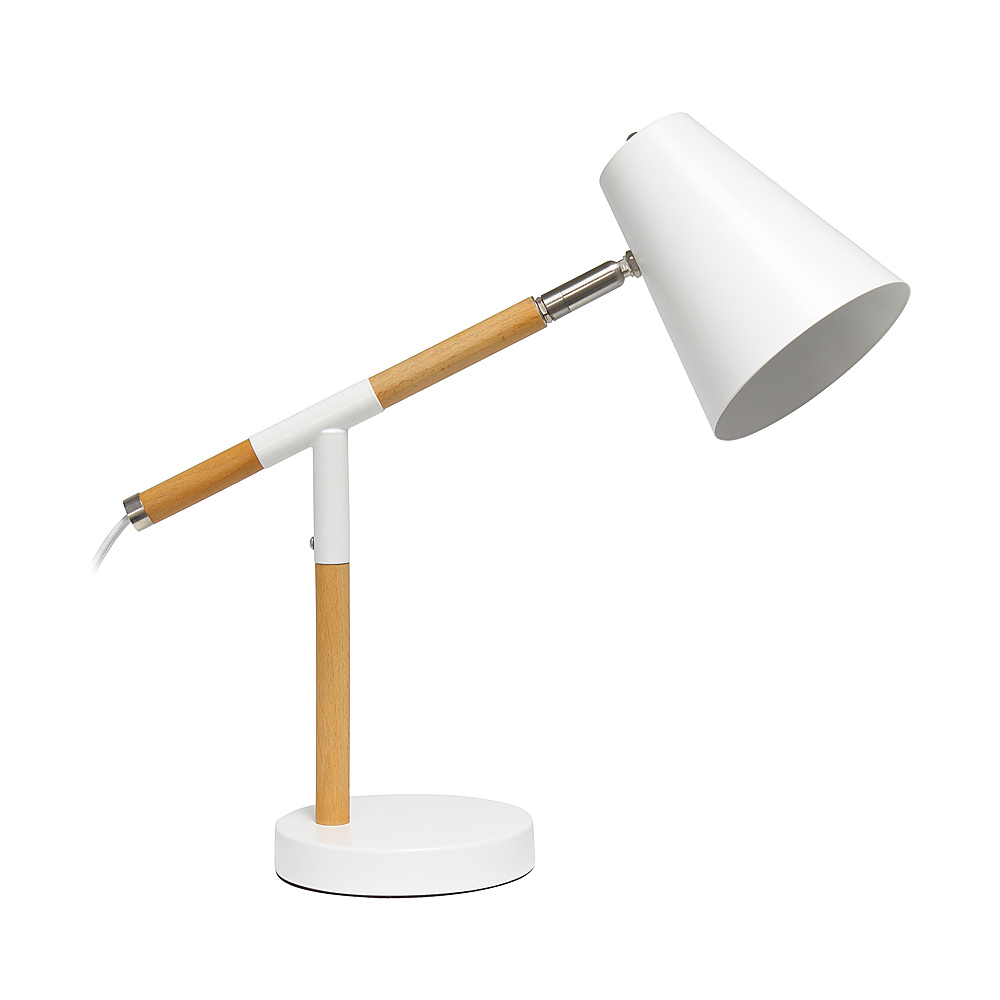 Angle View: Simple Designs - Wooden Pivot Desk Lamp - White