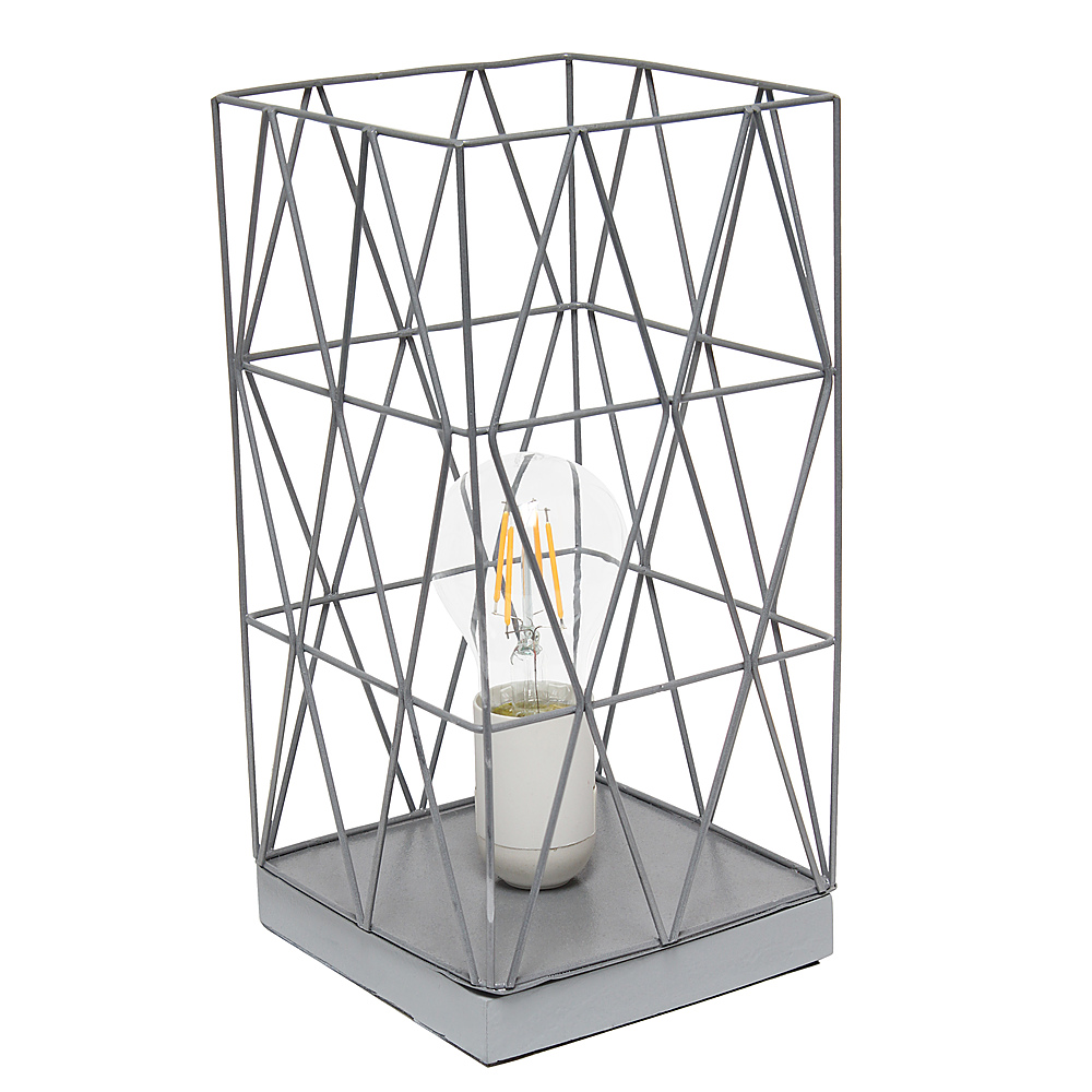 Angle View: Simple Designs - Geometric Square Metal Table Lamp - Gray