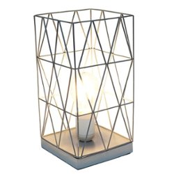 Simple Designs - Geometric Square Metal Table Lamp - Gray - Front_Zoom