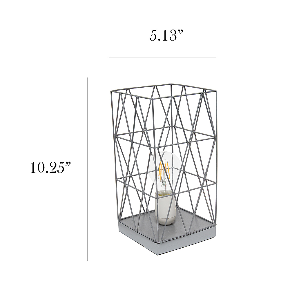 Left View: Simple Designs - Geometric Square Metal Table Lamp - Gray