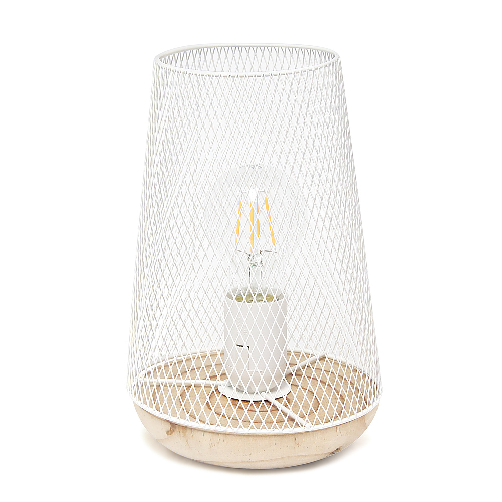 Angle View: Simple Designs - Wired Mesh Uplight Table Lamp - White