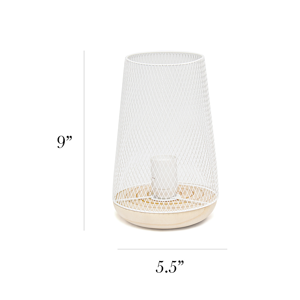 Left View: Simple Designs - Wired Mesh Uplight Table Lamp - White