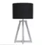Angle. Simple Designs - Interlocked Triangular Gray Wood Table Lamp with Fabric Shade - Gray/Black.