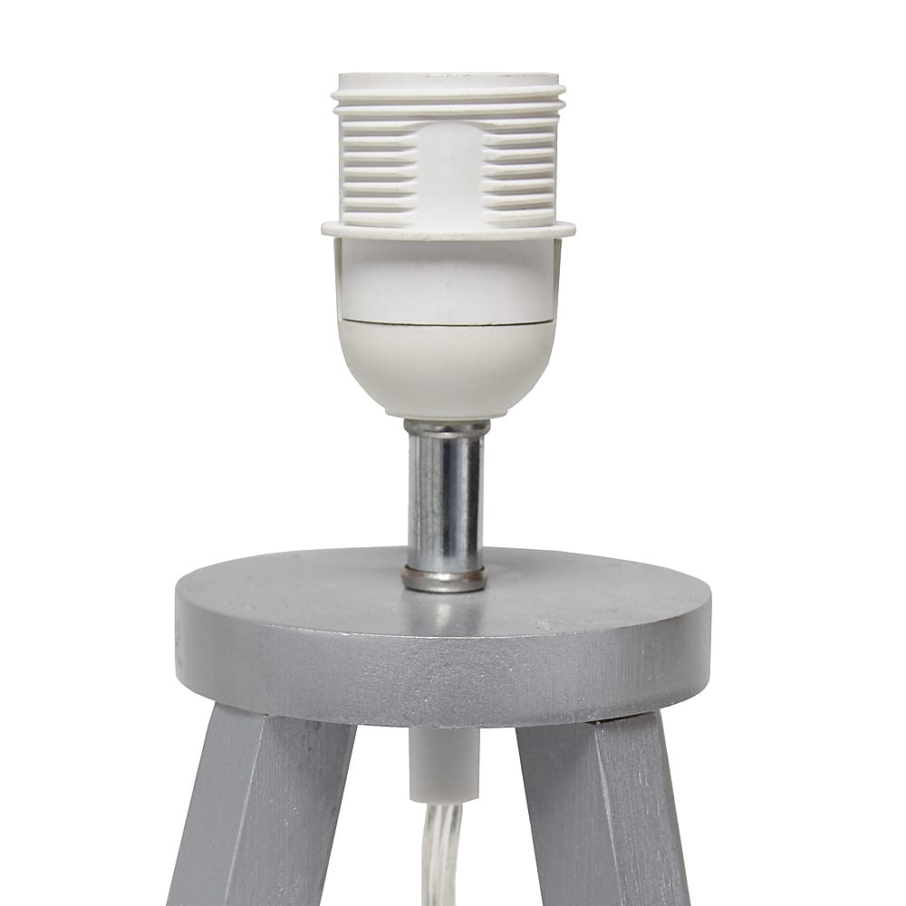 Alt View 13. Simple Designs - Interlocked Triangular Gray Wood Table Lamp with Fabric Shade - Gray/Black.