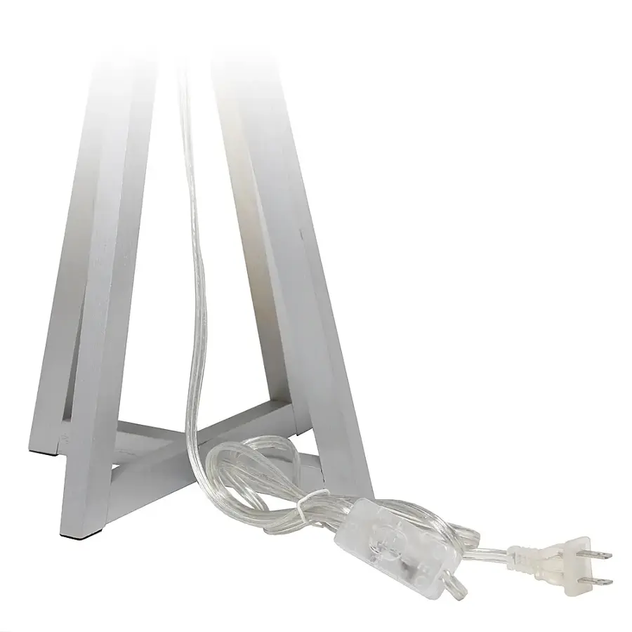 Alt View 14. Simple Designs - Interlocked Triangular Gray Wood Table Lamp with Fabric Shade - Gray/Black.