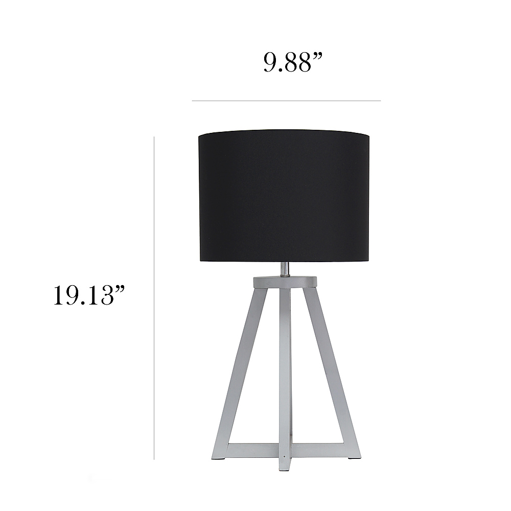 Simple Designs - Interlocked Triangular Gray Wood Table Lamp with Fabric Shade - Gray/Black