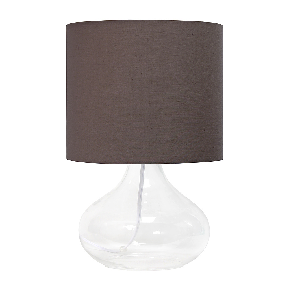 Angle View: Simple Designs - Glass Raindrop Table Lamp with Fabric Shade - Clear/Gray