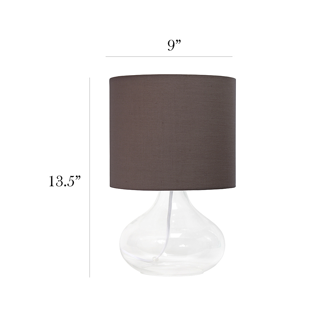 Left View: Simple Designs - Glass Raindrop Table Lamp with Fabric Shade - Clear/Gray