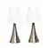 Front. Simple Designs - Valencia 2 Pack Mini Touch Table Lamp Set with Fabric Shades - Silver/White.