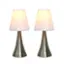 Alt View 11. Simple Designs - Valencia 2 Pack Mini Touch Table Lamp Set with Fabric Shades - Silver/White.
