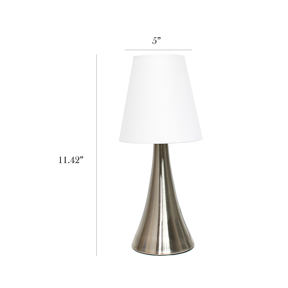Left View: Simple Designs - Valencia 2 Pack Mini Touch Table Lamp Set with Fabric Shades - Silver/White