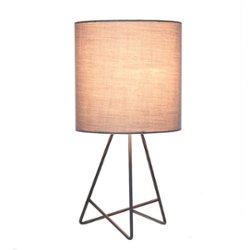 Simple Designs - Down to the Wire Table Lamp with Fabric Shade - Gray/Gray - Front_Zoom