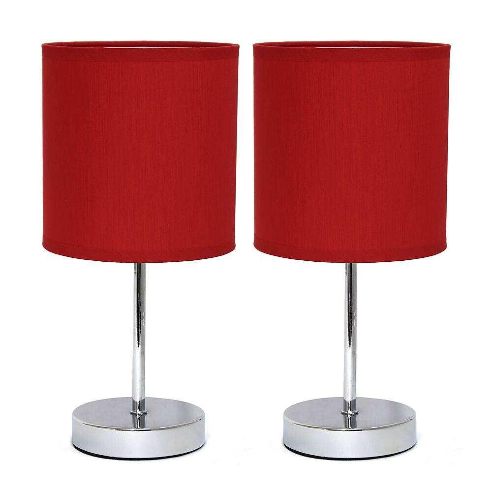 Angle View: Simple Designs - Chrome Mini Basic Table Lamp with Fabric Shade 2 Pack Set