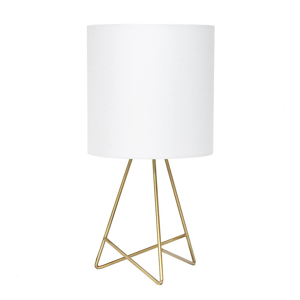 Angle Zoom. Simple Designs - Down to the Wire Table Lamp with Fabric Shade, Gold with White Shade - Gold/White.