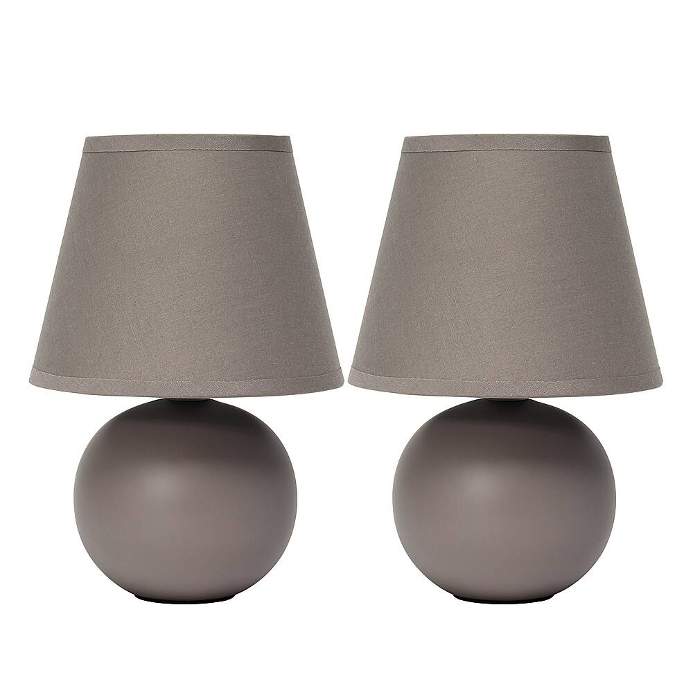 Angle View: Simple Designs - Mini Ceramic Globe Table Lamp 2 Pack Set - Gray