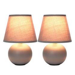 Simple Designs - Mini Ceramic Globe Table Lamp 2 Pack Set - Gray - Front_Zoom