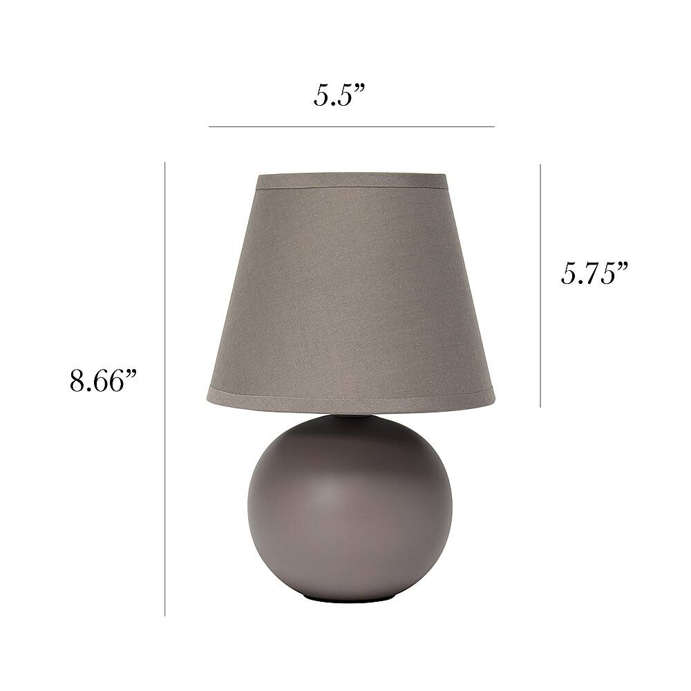 Left View: Simple Designs - Mini Ceramic Globe Table Lamp 2 Pack Set - Gray