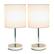 Front. Simple Designs - Chrome Mini Basic Table Lamp with Fabric Shade 2 Pack Set - Chrome/White.