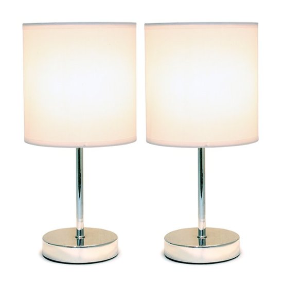 Simple Designs Chrome Mini Basic Table Lamp with Fabric Shade 2 Pack Set  LT2007-WHT-2PK - Best Buy