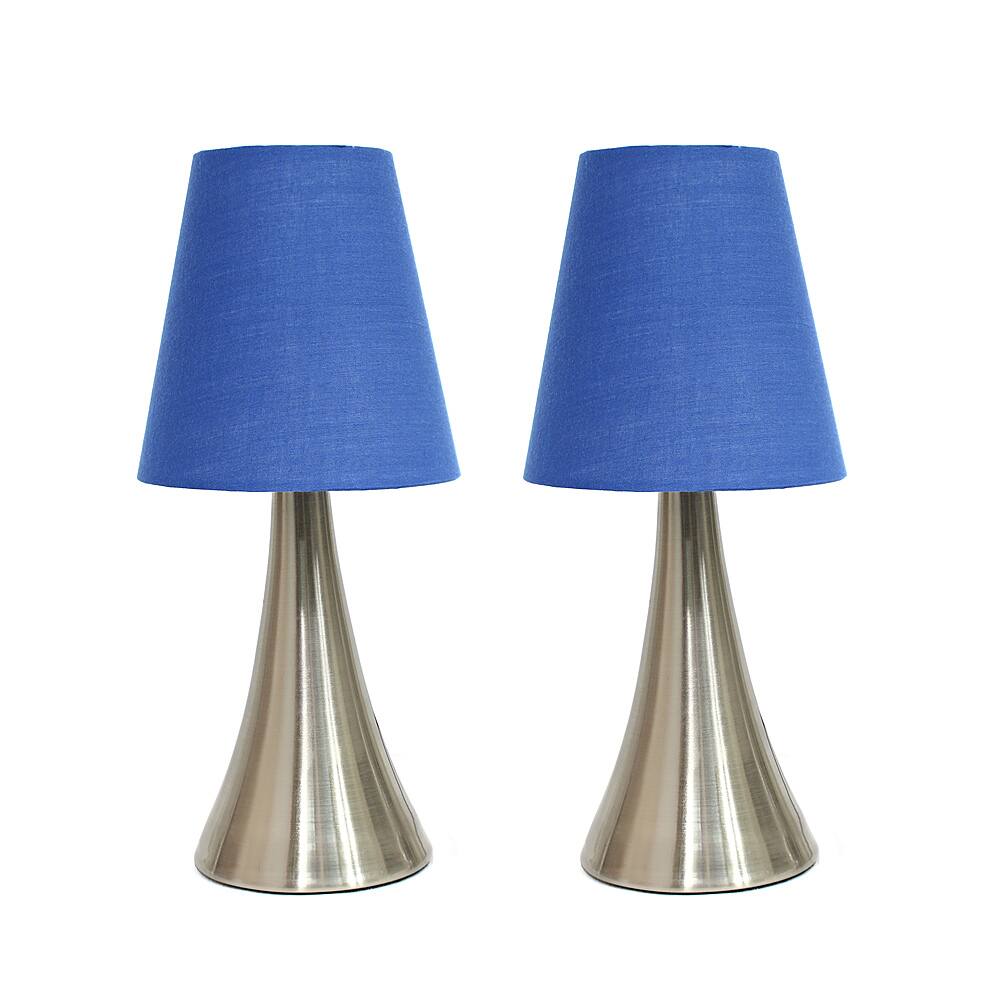 Angle View: Simple Designs Valencia 2 Pack Mini Touch Table Lamp Set with Fabric Shades