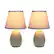 Front. Simple Designs - Mini Egg Oval Ceramic Table Lamp 2 Pack Set - Gray.