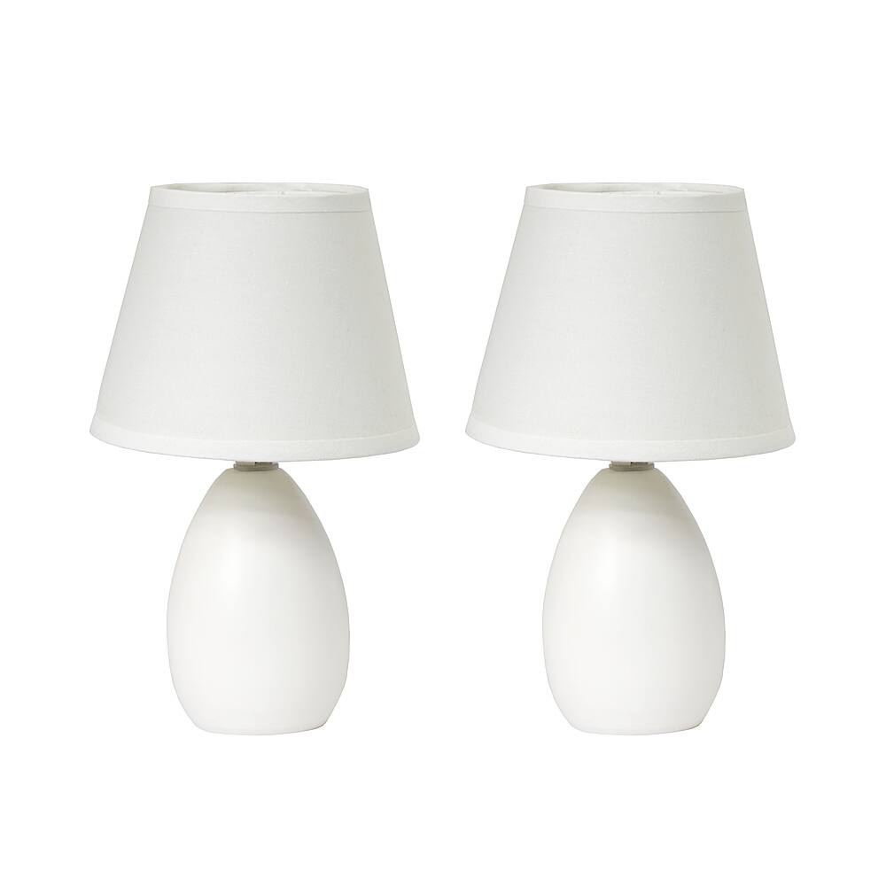 Angle View: Simple Designs Mini Egg Oval Ceramic Table Lamp 2 Pack Set