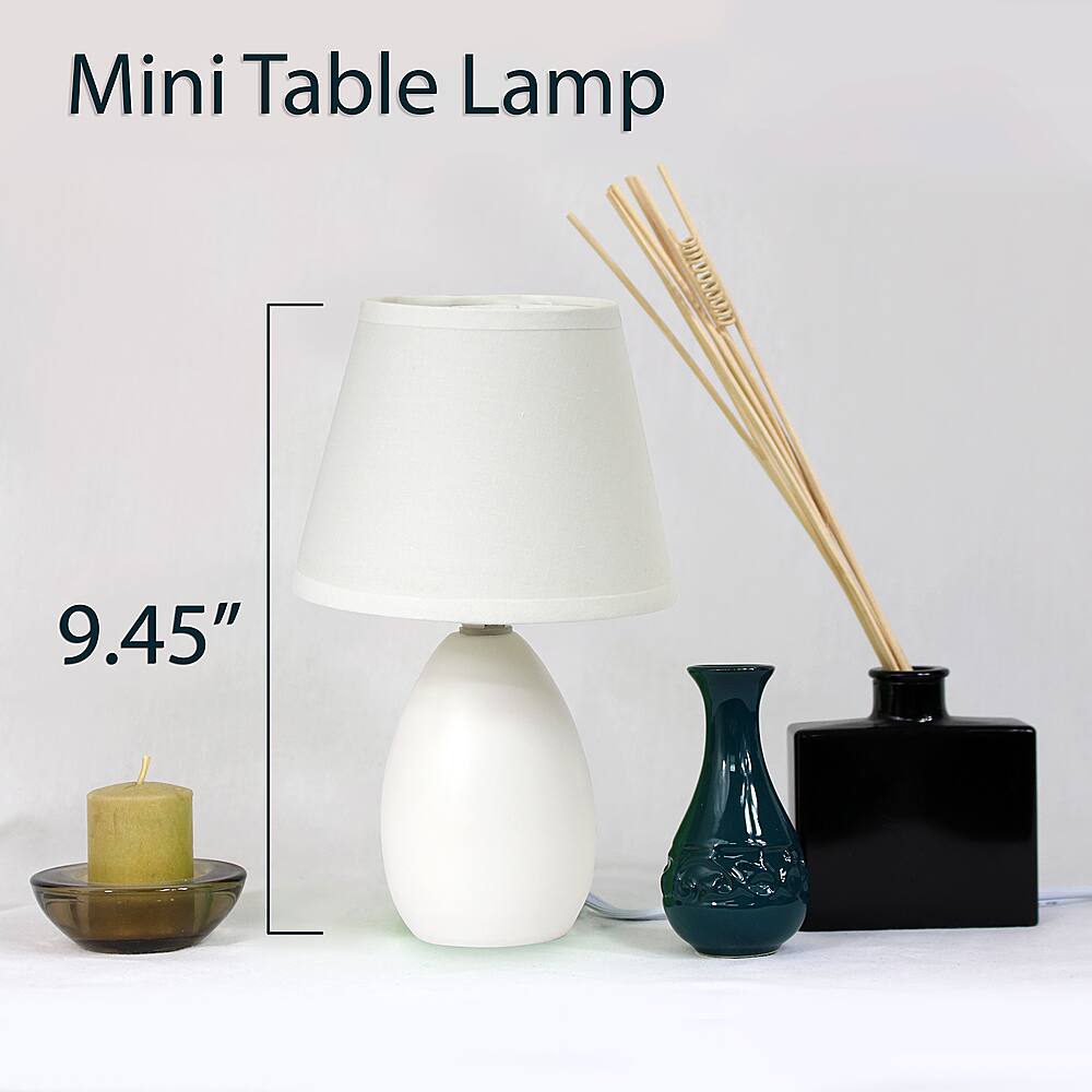 Front. Simple Designs - Mini Egg Oval Ceramic Table Lamp 2 Pack Set.