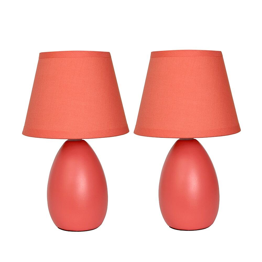 Angle View: Simple Designs Mini Egg Oval Ceramic Table Lamp 2 Pack Set