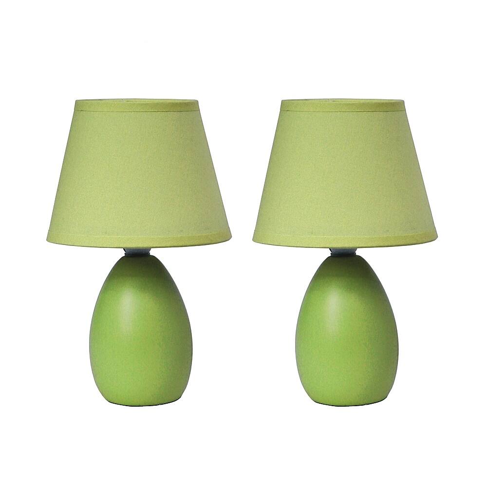 Angle View: Simple Designs Mini Egg Oval Ceramic Table Lamp 2 Pack Set