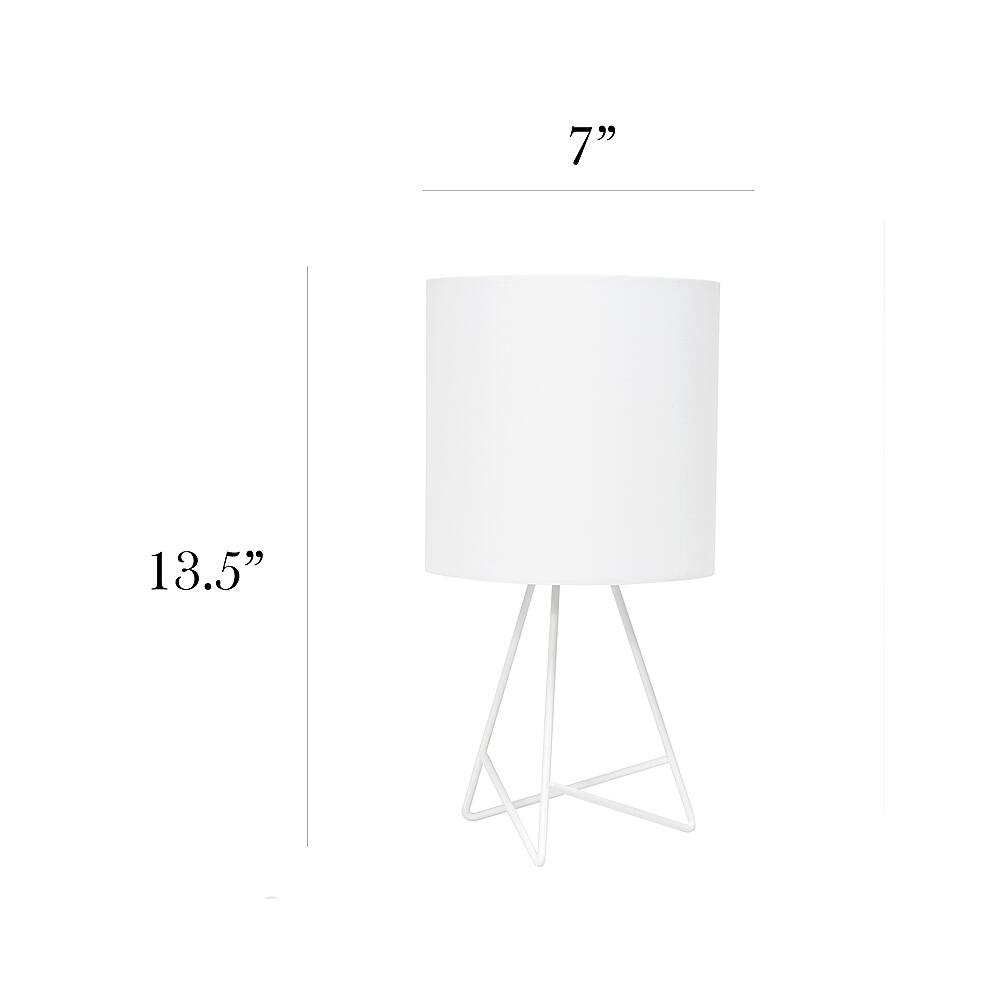 Left View: Simple Designs - Down to the Wire Table Lamp with Fabric Shade - White