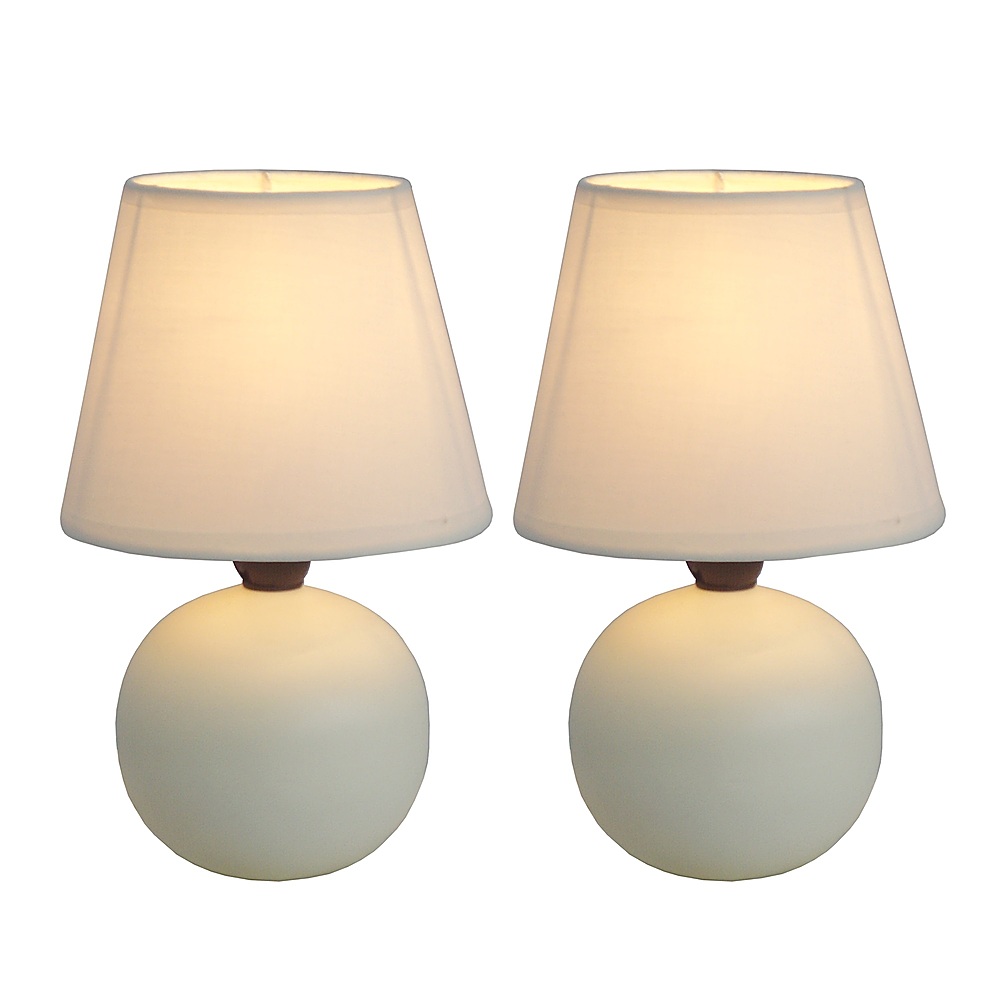 Angle View: Simple Designs - Mini Ceramic Globe Table Lamp 2 Pack Set - White