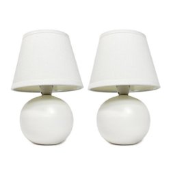 Simple Designs - Mini Ceramic Globe Table Lamp 2 Pack Set - White - Front_Zoom