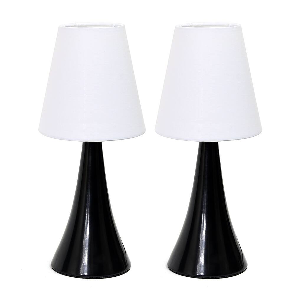 Angle View: Simple Designs Valencia Colors 2 Pack Mini Touch Table Lamp Set with Fabric Shades, Black