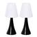 Angle. Simple Designs - Valencia Colors 2 Pack Mini Touch Table Lamp Set with Fabric Shades - Black.