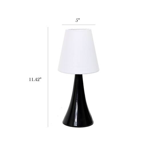 Simple Designs Valencia Colors 2 Pack Mini Touch Table Lamp Set with Fabric Shades, Black