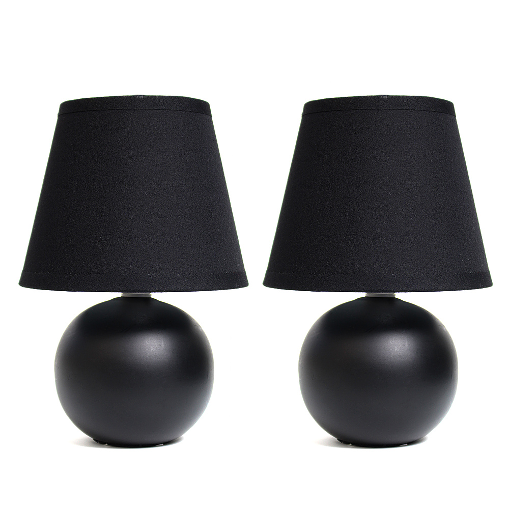 Angle View: Simple Designs - Mini Ceramic Globe Table Lamp 2 Pack Set - Black