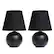 Angle. Simple Designs - Mini Ceramic Globe Table Lamp 2 Pack Set - Black.